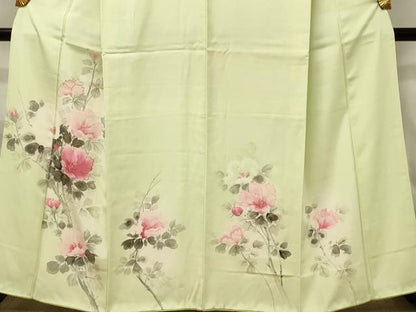 平和屋着物■訪問着　手描き　枝花文　芙蓉　暈し染め　金彩　正絹　逸品　DABJ5556qp