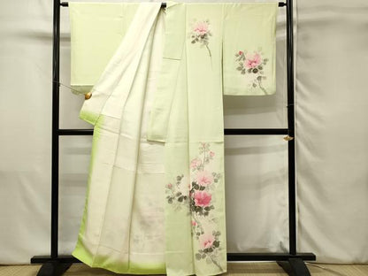 平和屋着物■訪問着　手描き　枝花文　芙蓉　暈し染め　金彩　正絹　逸品　DABJ5556qp