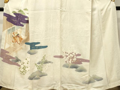 平和屋着物■訪問着　刺繍　エ霞人物花文　暈し染め　金彩　正絹　逸品　DABJ5560qp