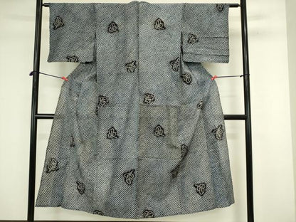 平和屋着物∴夏物　浴衣　有松鳴海絞り　舞葉文　綿　逸品　DABJ5610qp