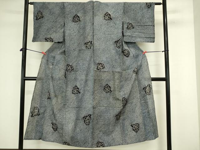 平和屋着物∴夏物　浴衣　有松鳴海絞り　舞葉文　綿　逸品　DABJ5610qp