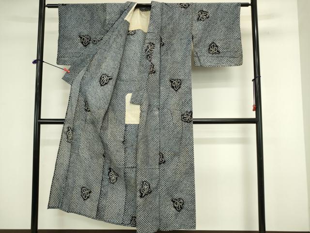平和屋着物∴夏物　浴衣　有松鳴海絞り　舞葉文　綿　逸品　DABJ5610qp