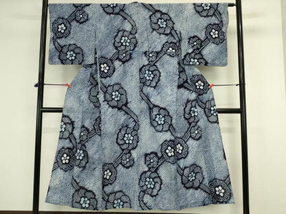 平和屋着物∴夏物　浴衣　有松鳴海絞り　舞花文　綿　逸品　DABJ5616qp