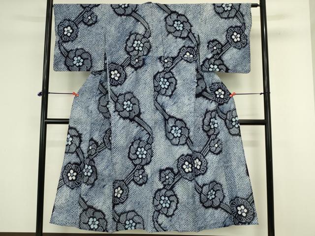 平和屋着物∴夏物　浴衣　有松鳴海絞り　舞花文　綿　逸品　DABJ5616qp