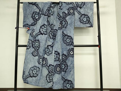 平和屋着物∴夏物　浴衣　有松鳴海絞り　舞花文　綿　逸品　DABJ5616qp