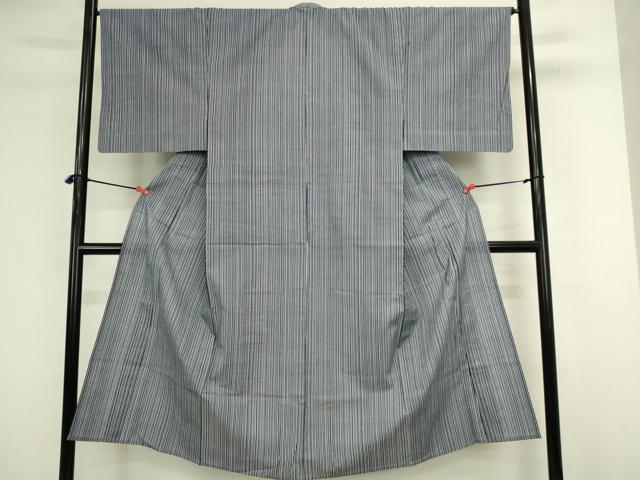 平和屋着物∴夏物　男性　浴衣　注染　手縫い　縞　綿　逸品　DABJ5621qp