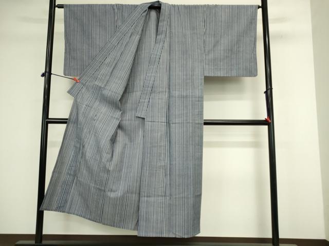 平和屋着物∴夏物　男性　浴衣　注染　手縫い　縞　綿　逸品　DABJ5621qp