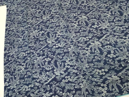 平和屋着物●無形文化財　森卯一　本藍　型絵染　小紋　草花松文　正絹　逸品　未使用　DABJ5630qp