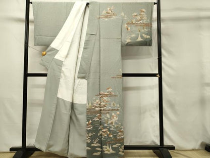平和屋着物■訪問着　駒刺繍　エ霞花文　松竹梅　暈し染め　金彩　正絹　逸品　DABJ5633qp