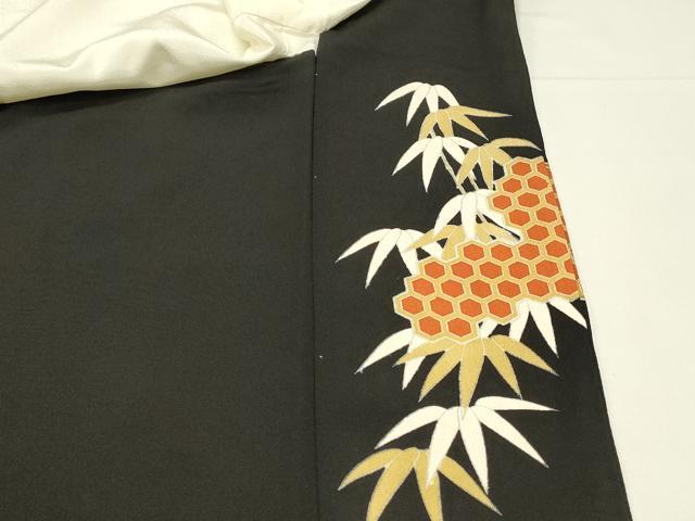 平和屋着物■豪華黒留袖　駒刺繍　亀甲笹竹文　金彩　正絹　逸品　DABJ5652qp