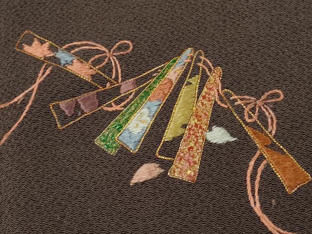 平和屋着物■訪問着　総刺繍　駒刺繍　結び紐花文　金糸　鬼しぼ縮緬　正絹　逸品　DABJ5656qp