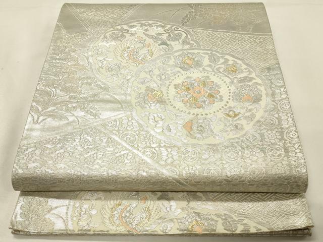 平和屋着物◎六通柄袋帯　花絵皿鳳凰文　金銀糸　正絹　逸品　DABJ5738qp