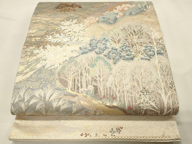 平和屋着物◎六通柄袋帯　九百錦　里の四季　金糸　正絹　逸品　DABJ5739qp
