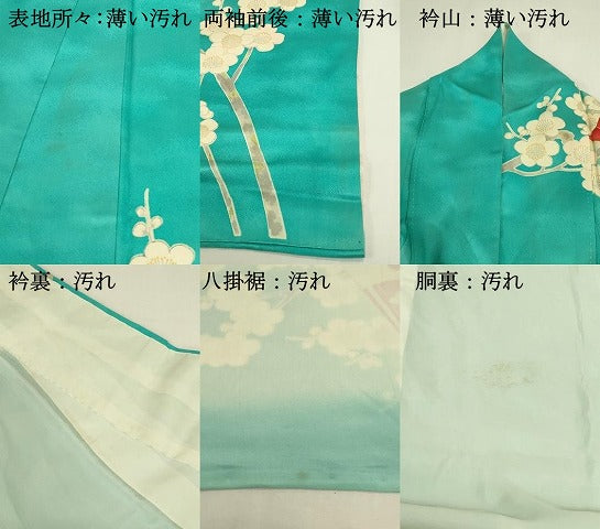 平和屋着物■豪華振袖　駒刺繍　扇面花文　枝梅　暈し染め　金彩　正絹　逸品　DABJ5772qp