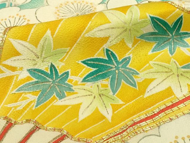 平和屋着物■豪華振袖　駒刺繍　扇面花文　枝梅　暈し染め　金彩　正絹　逸品　DABJ5772qp