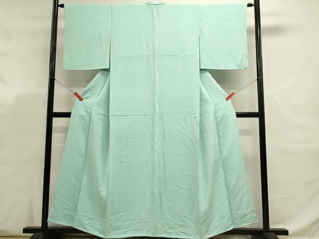 平和屋着物■上質な色無地　芝地紋　白群色　正絹　逸品　DABJ5776qp