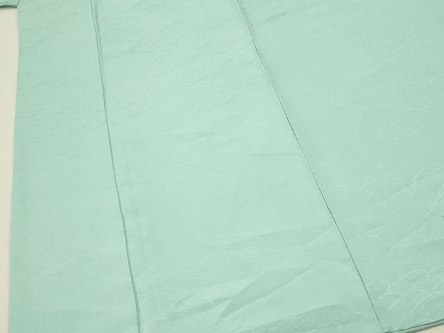 平和屋着物■上質な色無地　芝地紋　白群色　正絹　逸品　DABJ5776qp