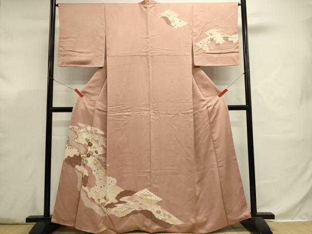 平和屋着物■訪問着　刺繍　吉祥花松文　金彩　正絹　逸品　DABJ5778qp