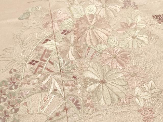 平和屋着物■中国三大刺繍　相良刺繍　総刺繍　訪問着　片輪車花文　正絹　逸品　DABJ5790qp