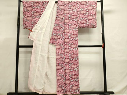 平和屋着物■上質な小紋　型染め　花唐草文　暈し染め　正絹　逸品　DABJ5794qp