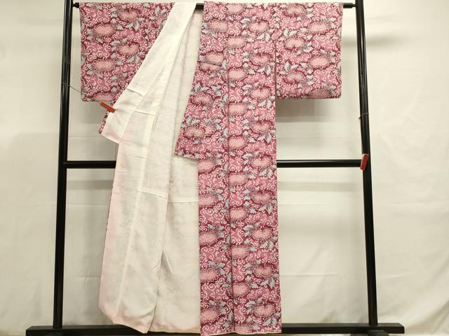 平和屋着物■上質な小紋　型染め　花唐草文　暈し染め　正絹　逸品　DABJ5794qp