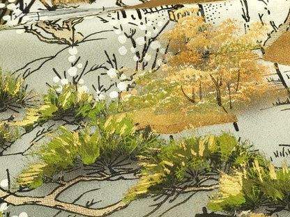 平和屋着物■豪華黒留袖　作家物　渡橋風景花松文　暈し染め　金彩　正絹　逸品　DABJ5798qp
