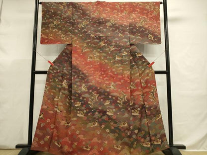 平和屋着物■訪問着　立波花鳥文　暈し染め　金彩　正絹　逸品　DABJ5801qp