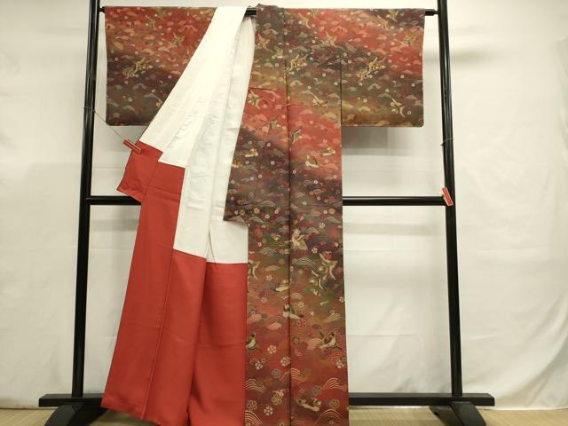 平和屋着物■訪問着　立波花鳥文　暈し染め　金彩　正絹　逸品　DABJ5801qp