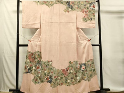 平和屋着物■訪問着　松皮菱鳳凰花文　金彩　正絹　逸品　DABJ5809qp
