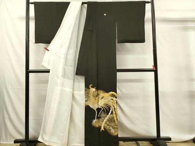 平和屋着物■豪華黒留袖　刺繍　鳳凰松葉文　暈し染め　金銀糸　正絹　逸品　DABJ5811qp