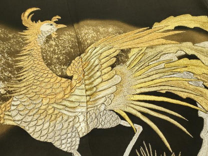 平和屋着物■豪華黒留袖　刺繍　鳳凰松葉文　暈し染め　金銀糸　正絹　逸品　DABJ5811qp