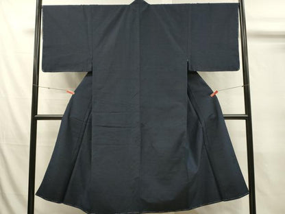平和屋着物■男性　紬　ミッドナイトブルー色　正絹　逸品　DABJ5814qp