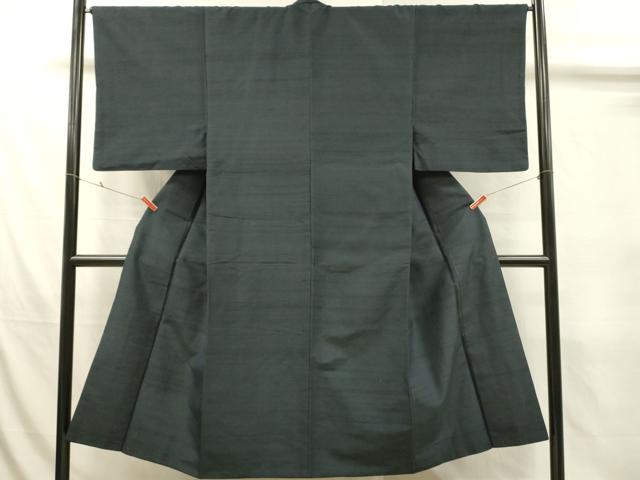 平和屋着物■男性　紬　藍鉄色　正絹　逸品　DABJ5815qp