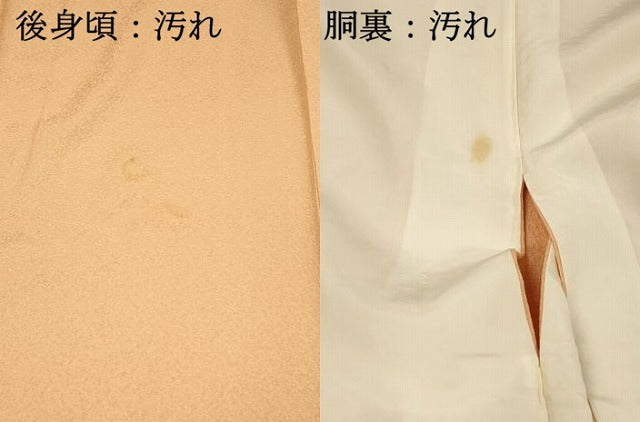 平和屋着物■本草木染作家　瑞寶　色無地　霞地紋　サンセット色　正絹　逸品　DABJ5820qp
