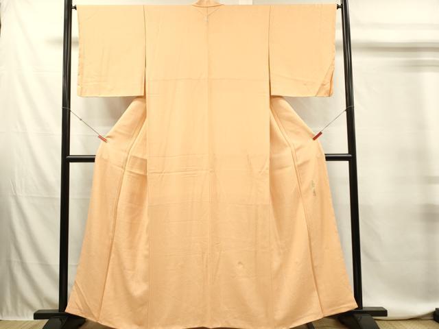 平和屋着物■本草木染作家　瑞寶　色無地　霞地紋　サンセット色　正絹　逸品　DABJ5820qp
