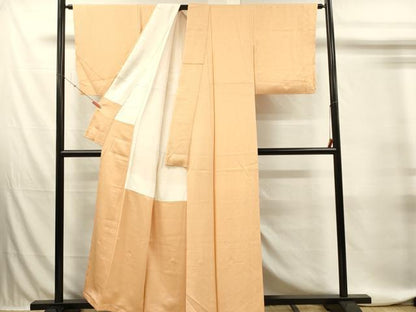 平和屋着物■本草木染作家　瑞寶　色無地　霞地紋　サンセット色　正絹　逸品　DABJ5820qp