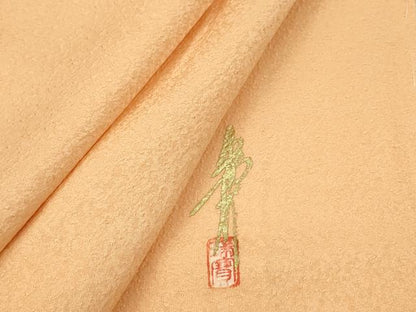 平和屋着物■本草木染作家　瑞寶　色無地　霞地紋　サンセット色　正絹　逸品　DABJ5820qp