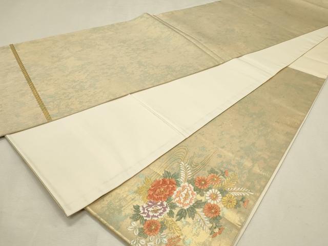 平和屋着物◎太鼓柄袋帯　唐織　籬草花文　金銀糸　引箔　鈴乃屋扱い　正絹　逸品　DABJ5868qp