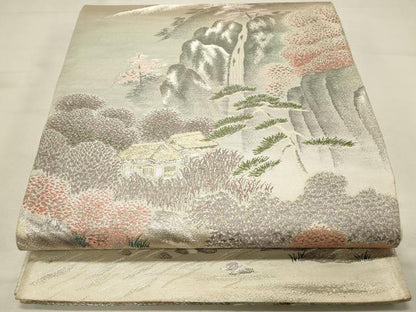 平和屋着物◎六通柄袋帯　広沢の径　プラチナ二重箔錦　引箔　正絹　逸品　DABJ5883qp