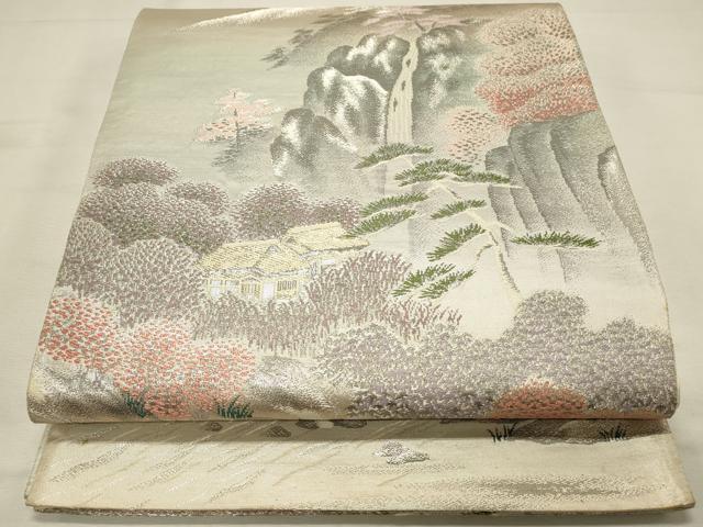 平和屋着物◎六通柄袋帯　広沢の径　プラチナ二重箔錦　引箔　正絹　逸品　DABJ5883qp