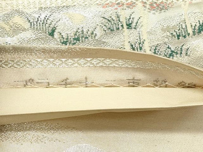 平和屋着物◎六通柄袋帯　広沢の径　プラチナ二重箔錦　引箔　正絹　逸品　DABJ5883qp