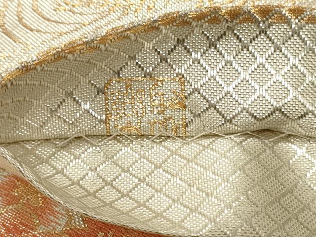 平和屋着物◎佐賀錦　京の名門　じゅらく謹製　西陣　六通柄袋帯　花車文　金糸　正絹　逸品　DABJ5906qp