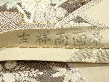 平和屋着物◎両面　六通柄袋帯　唐織　絵巻吉祥孔雀花文　金銀糸　本うる志箔　正絹　逸品　DABJ5916qp