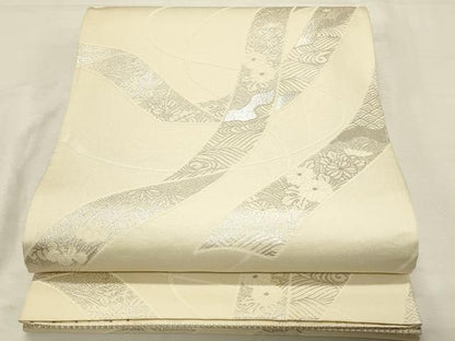 平和屋着物◎両面　六通柄袋帯　唐織　絵巻吉祥孔雀花文　金銀糸　本うる志箔　正絹　逸品　DABJ5916qp