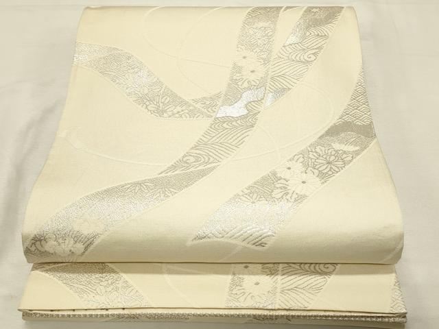 平和屋着物◎両面　六通柄袋帯　唐織　絵巻吉祥孔雀花文　金銀糸　本うる志箔　正絹　逸品　DABJ5916qp