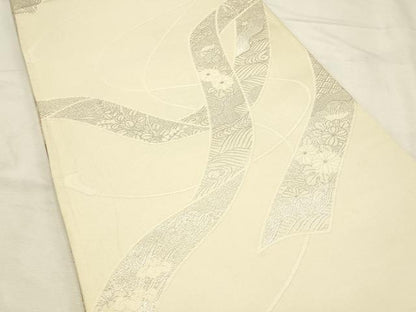 平和屋着物◎両面　六通柄袋帯　唐織　絵巻吉祥孔雀花文　金銀糸　本うる志箔　正絹　逸品　DABJ5916qp