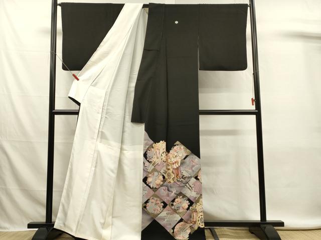 平和屋着物■豪華黒留袖　駒刺繍　御所車花文　金彩　正絹　逸品　DABJ5997qp