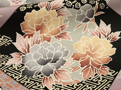 平和屋着物■豪華黒留袖　駒刺繍　御所車花文　金彩　正絹　逸品　DABJ5997qp