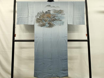平和屋着物■男性　長襦袢　袷　風景樹林文　正絹　逸品　DABJ6000qp