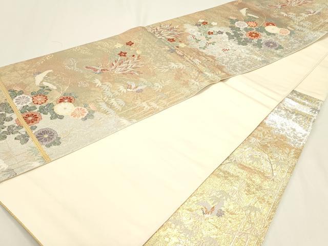 平和屋本店▼六通柄袋帯　唐織　秀風錦　飛鶴花文　本金箔　正絹　逸品　DABJ6003sf